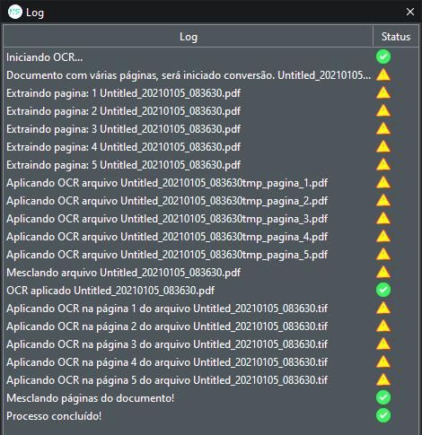 janela Log OCR