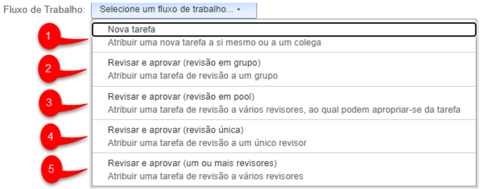 Selecionar um fluxo de trabalho associado