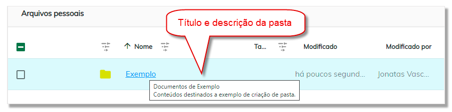 Titulo e descricaçao da pasta